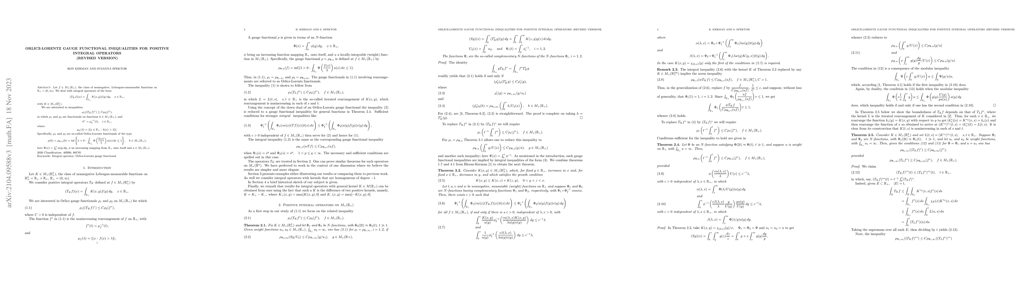 Thumbnail for Orlicz-Lorentz Gauge Functional Inequalities for Positive Integral
  Operators. Revised Version