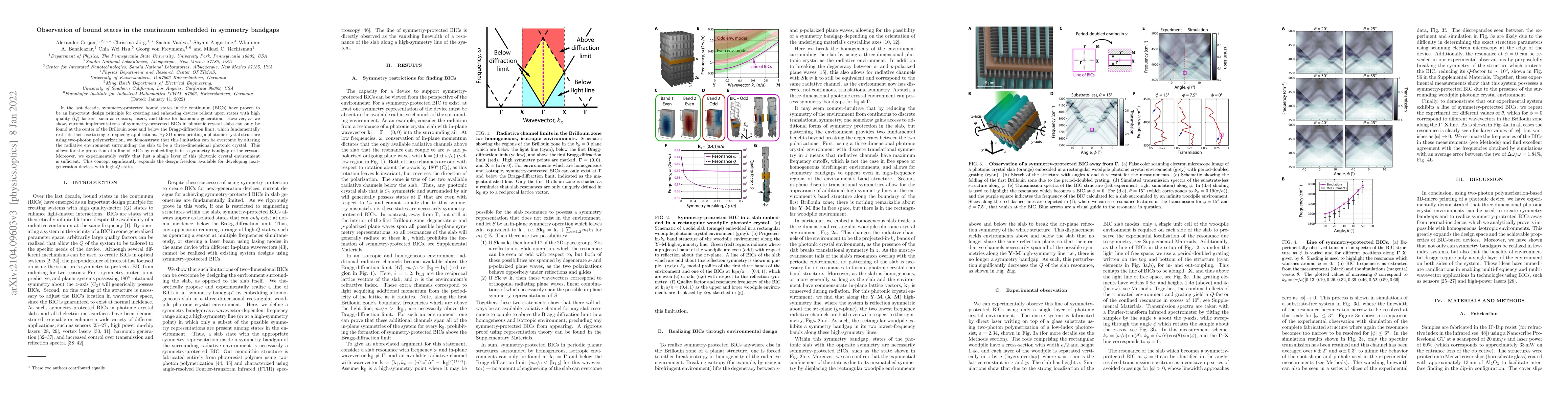 Thumbnail for Observation of bound states in the continuum embedded in symmetry
  bandgaps