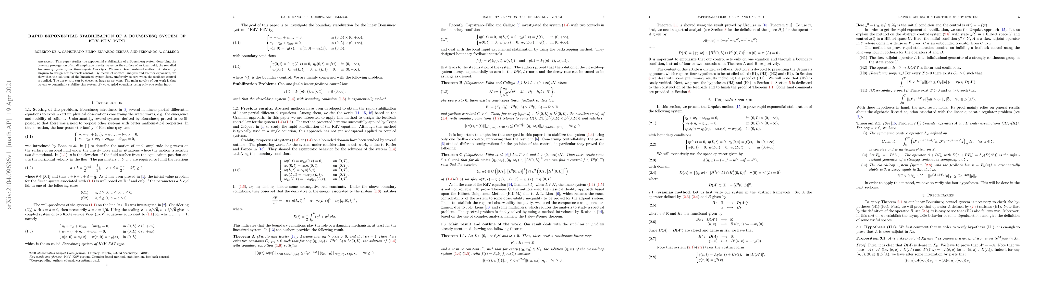 Thumbnail for Rapid Exponential Stabilization of a Boussinesq System of KdV--KdV Type