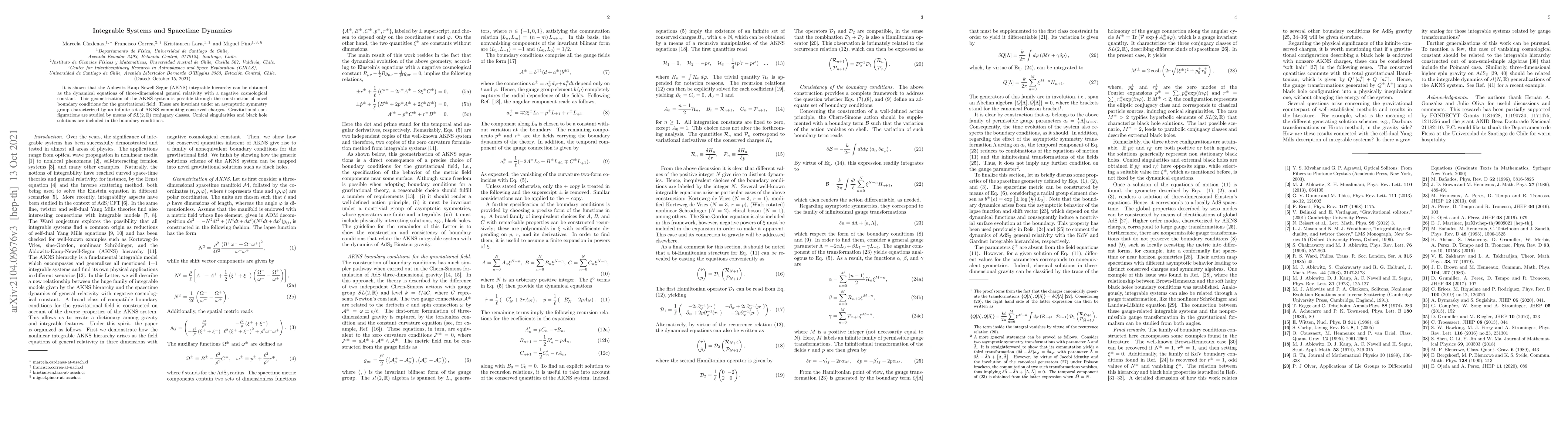 Thumbnail for Integrable Systems and Spacetime Dynamics