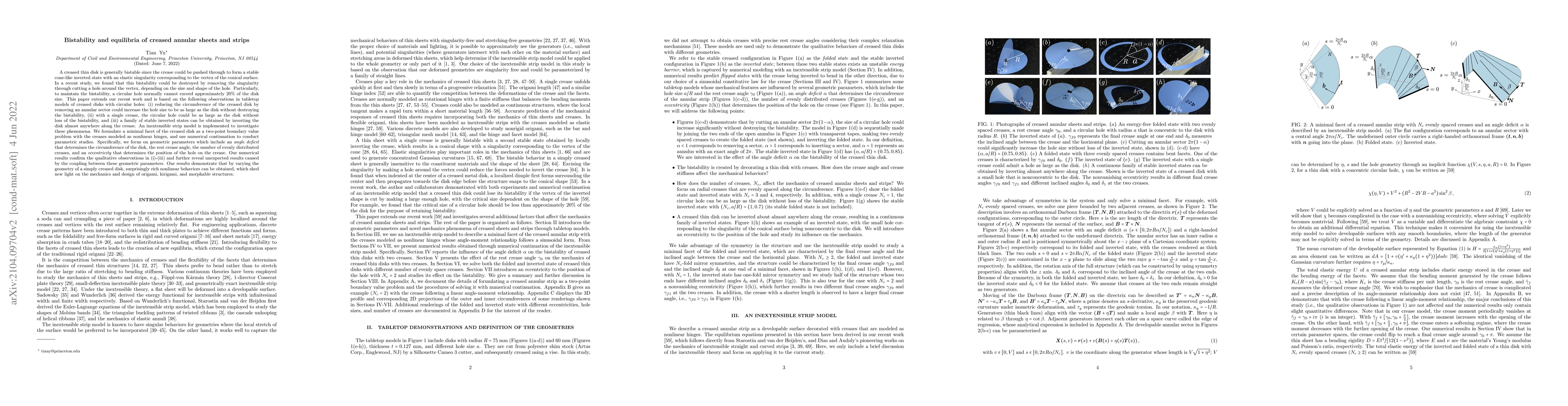 Thumbnail for Bistability and equilibria of creased annular sheets and strips