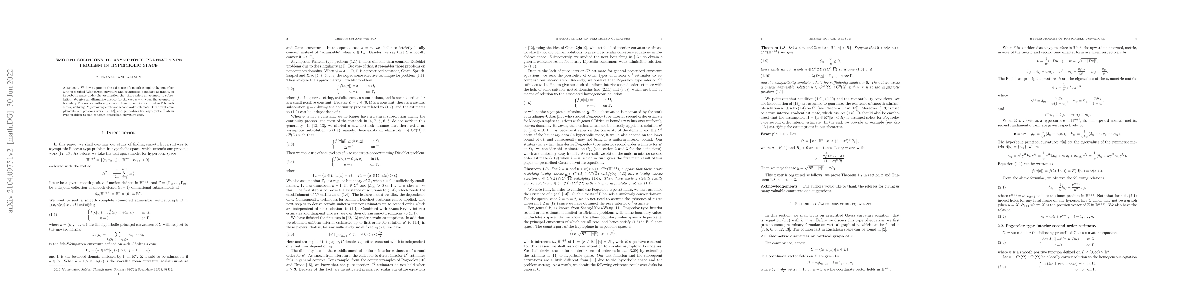 Thumbnail for Smooth Solutions to Asymptotic Plateau Type Problem in Hyperbolic Space