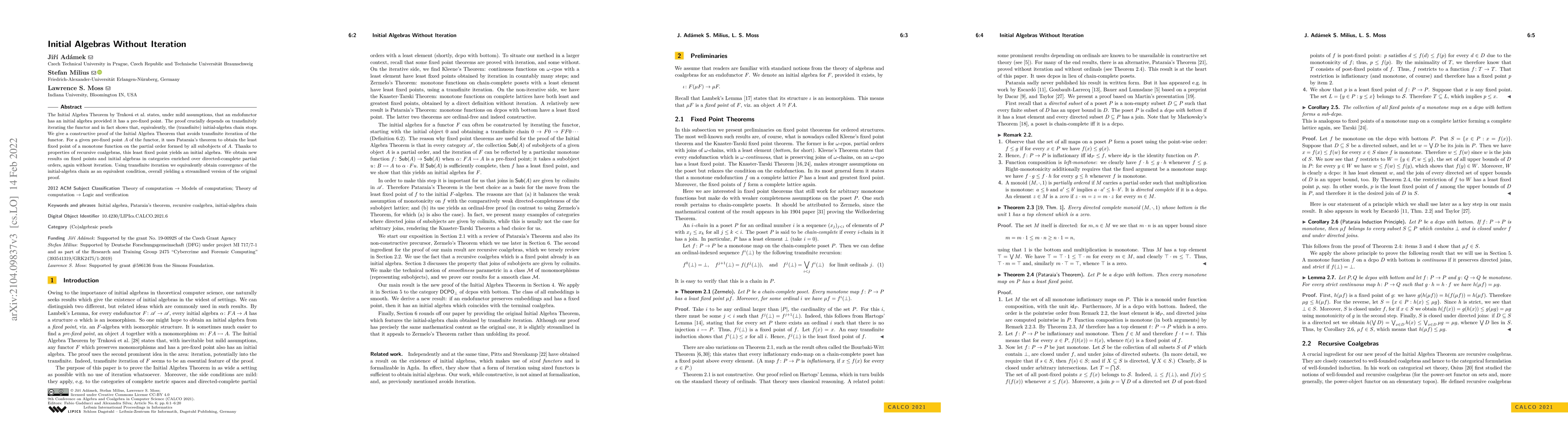 Thumbnail for An Initial Algebra Theorem Without Iteration