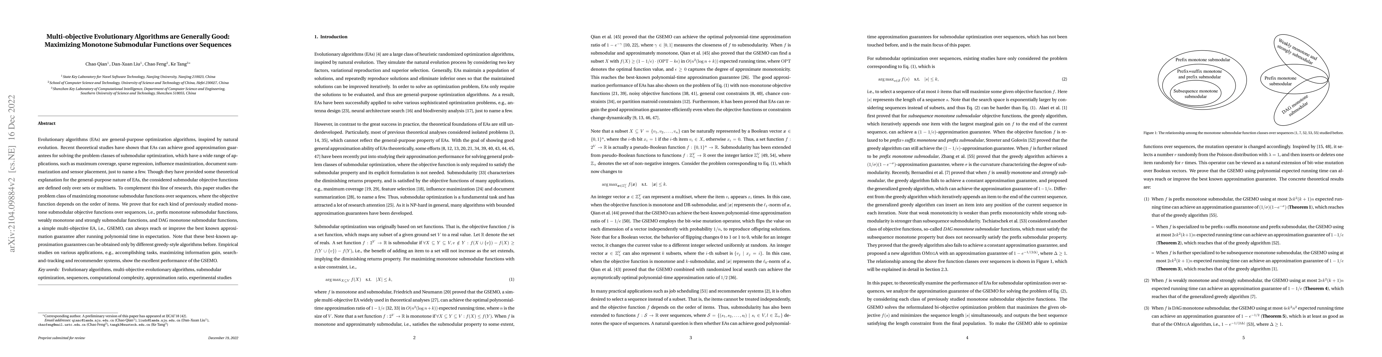 Thumbnail for Multi-objective Evolutionary Algorithms are Generally Good: Maximizing
  Monotone Submodular Functions over Sequences