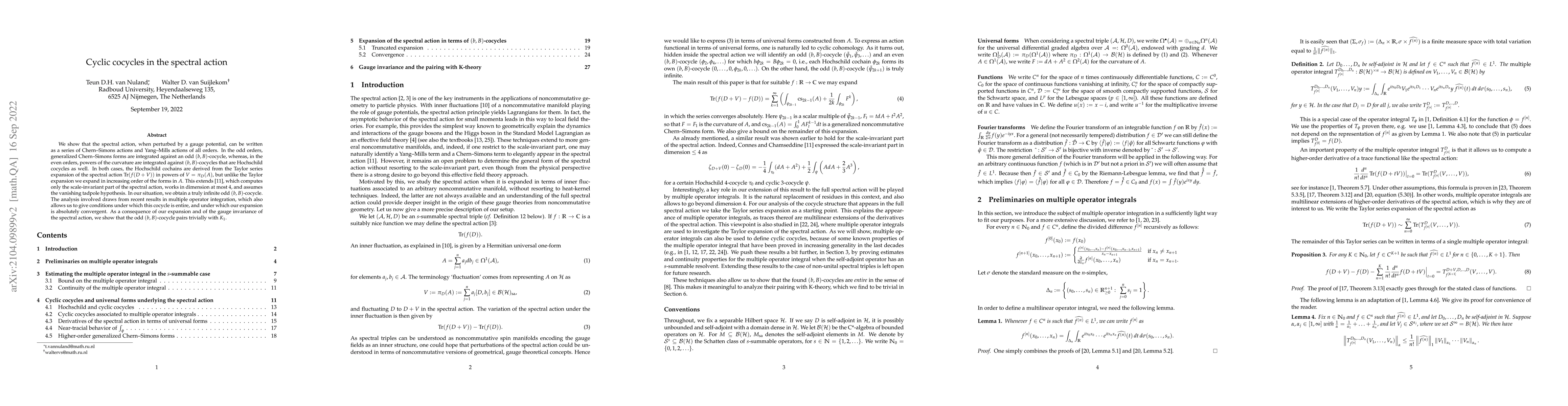Thumbnail for Cyclic cocycles in the spectral action