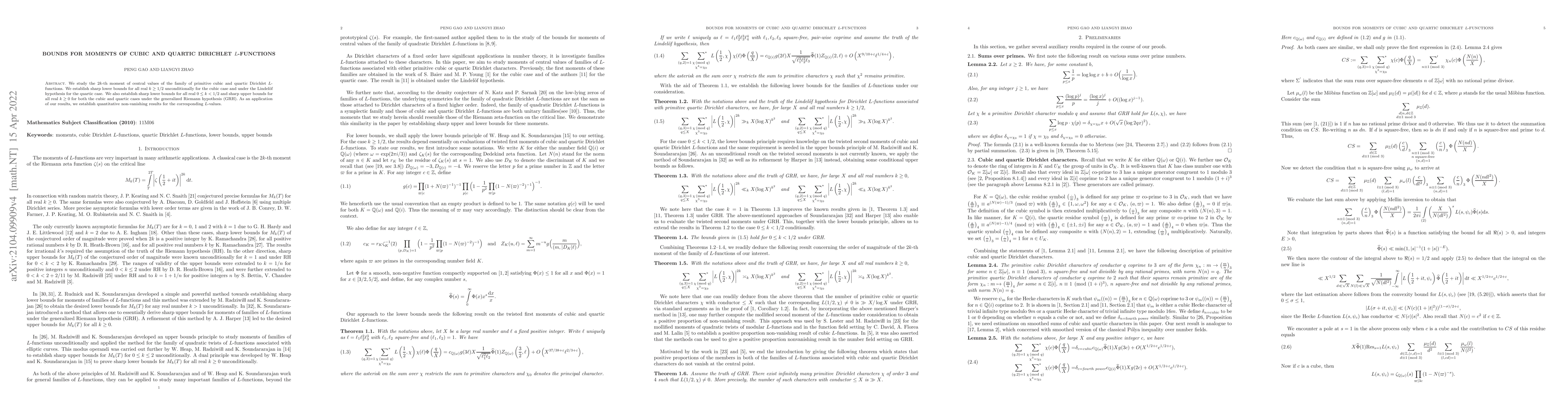 Thumbnail for Bounds for moments of cubic and quartic Dirichlet $L$-functions