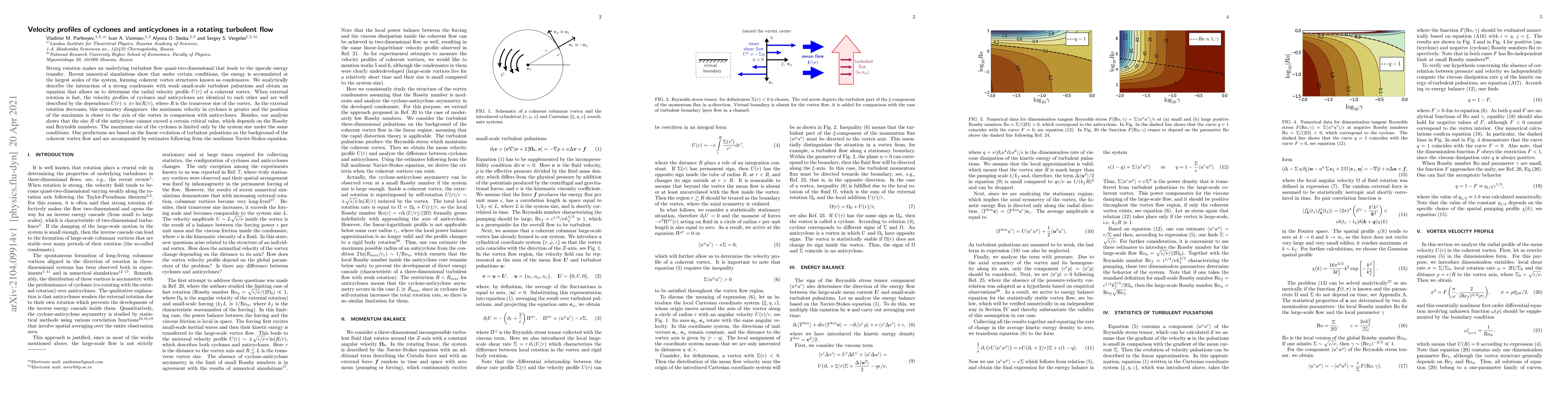 Thumbnail for Velocity profiles of cyclones and anticyclones in a rotating turbulent
  flow