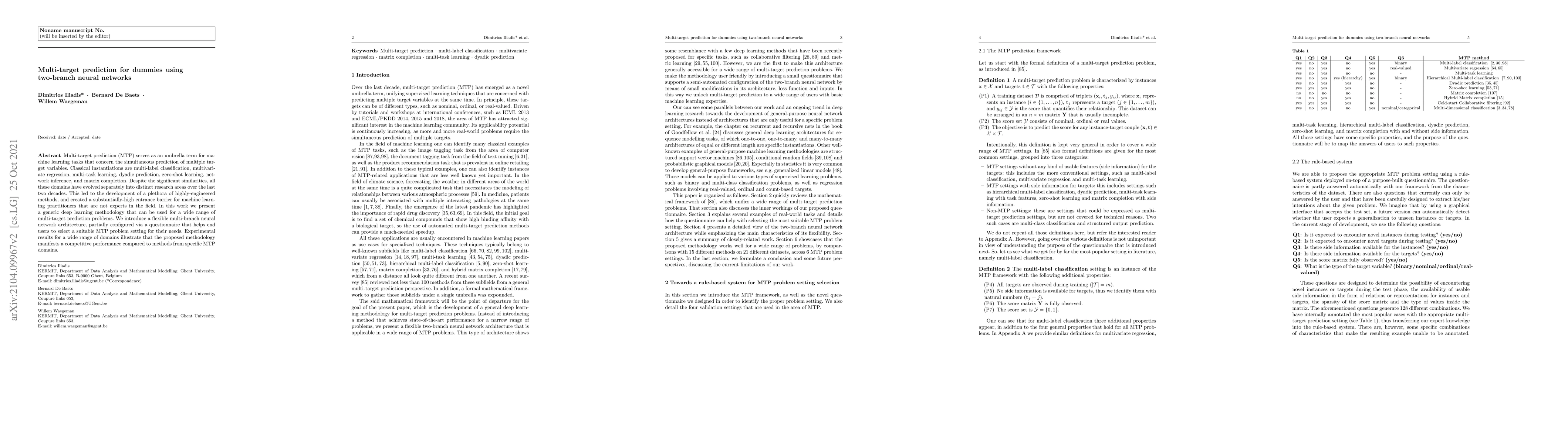 Thumbnail for Multi-target prediction for dummies using two-branch neural networks