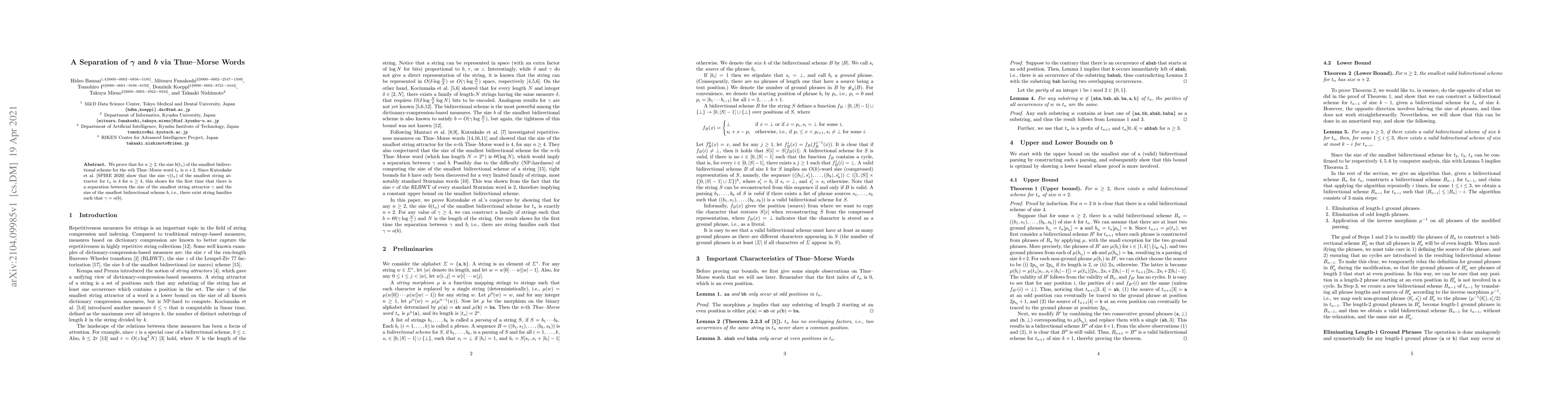 Thumbnail for A Separation of $\gamma$ and $b$ via Thue--Morse Words