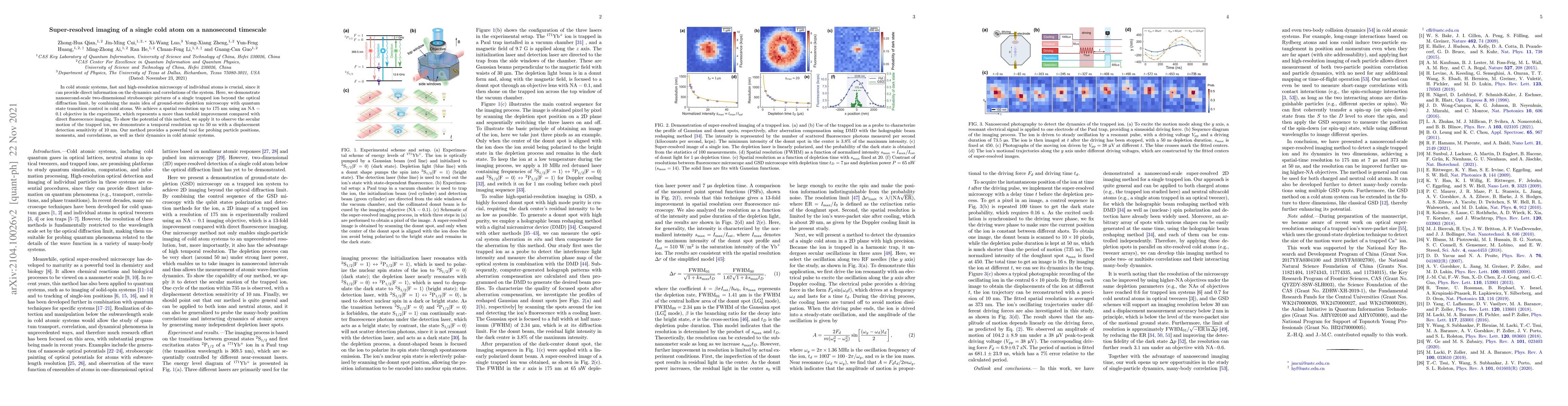 Thumbnail for Super-resolved imaging of a single cold atom on a nanosecond timescale