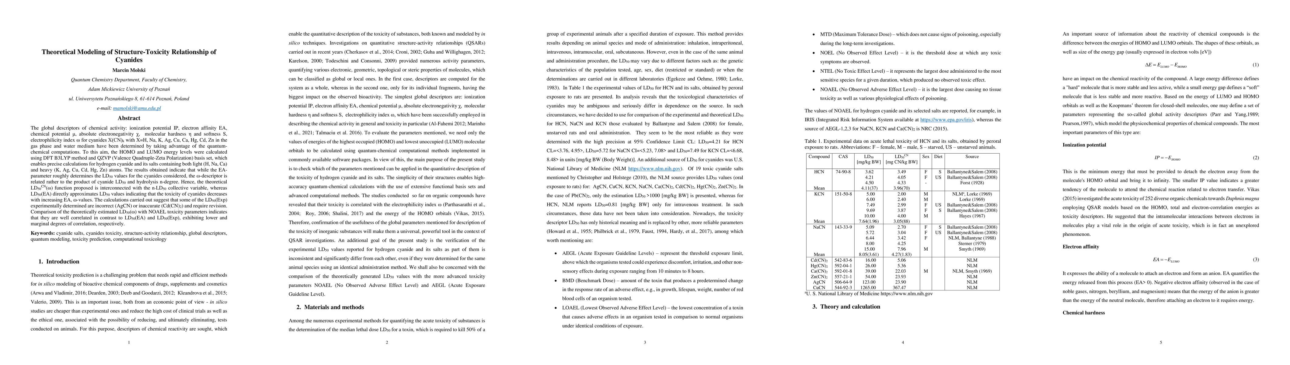 Thumbnail for Theoretical Modeling of Structure-Toxicity Relationship of Cyanides