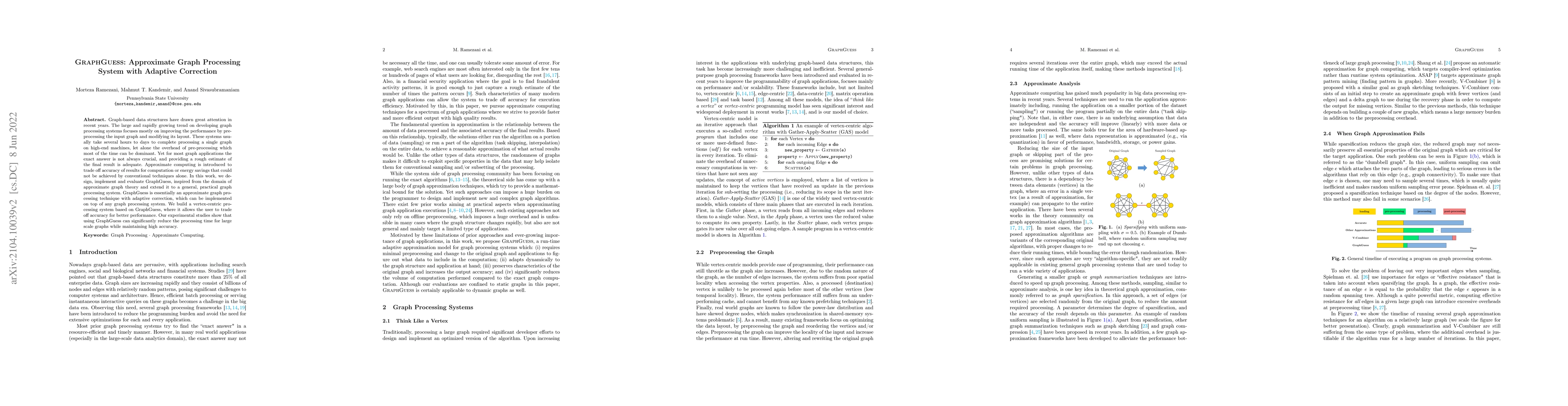 Thumbnail for GraphGuess: Approximate Graph Processing System with Adaptive Correction