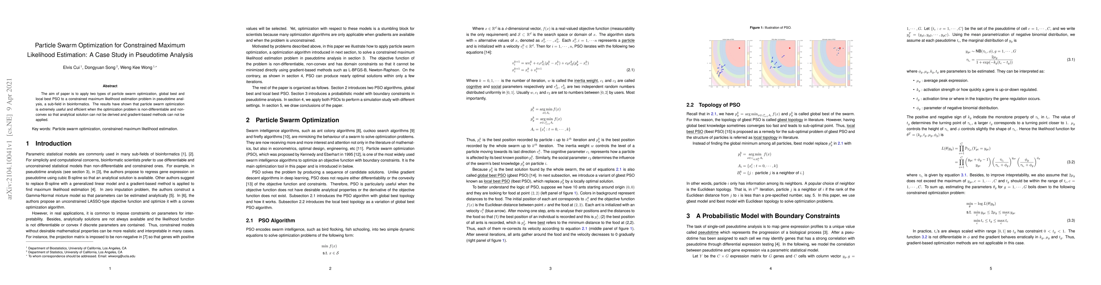 Thumbnail for Particle swarm optimization in constrained maximum likelihood estimation
  a case study