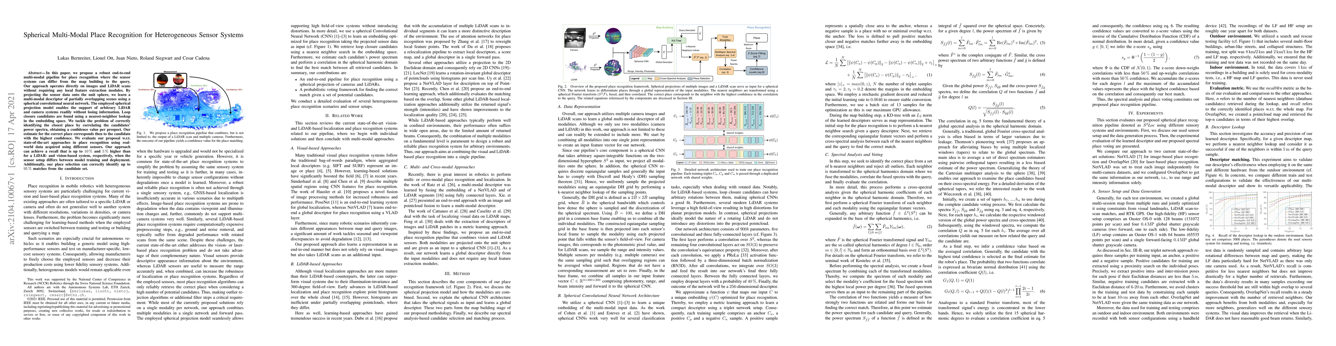 Thumbnail for Spherical Multi-Modal Place Recognition for Heterogeneous Sensor Systems