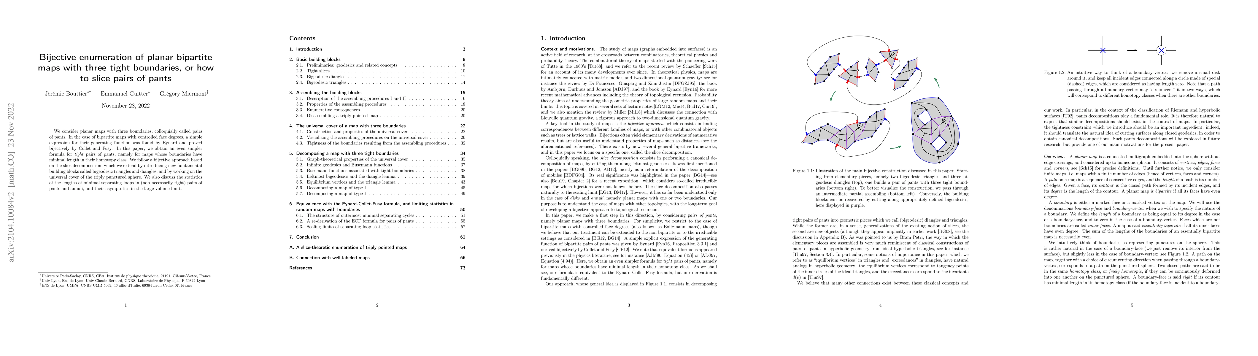 Thumbnail for Bijective enumeration of planar bipartite maps with three tight
  boundaries, or how to slice pairs of pants