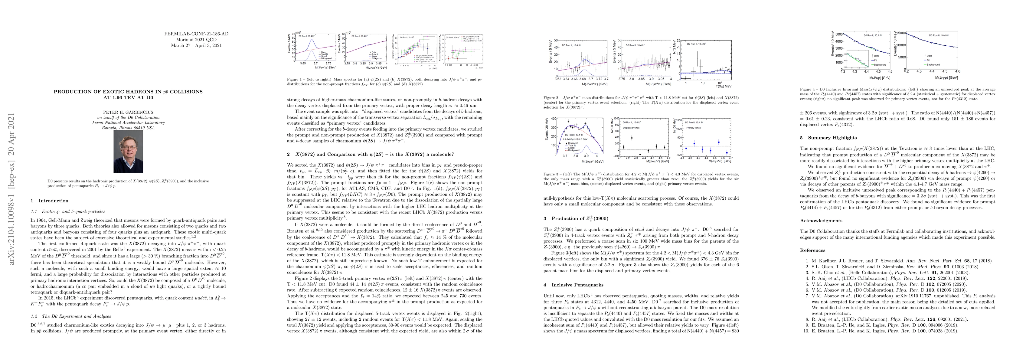 Thumbnail for Production of Exotic Hadrons in $p\overline{p}$ Collisions at 1.96 TeV
  at D0