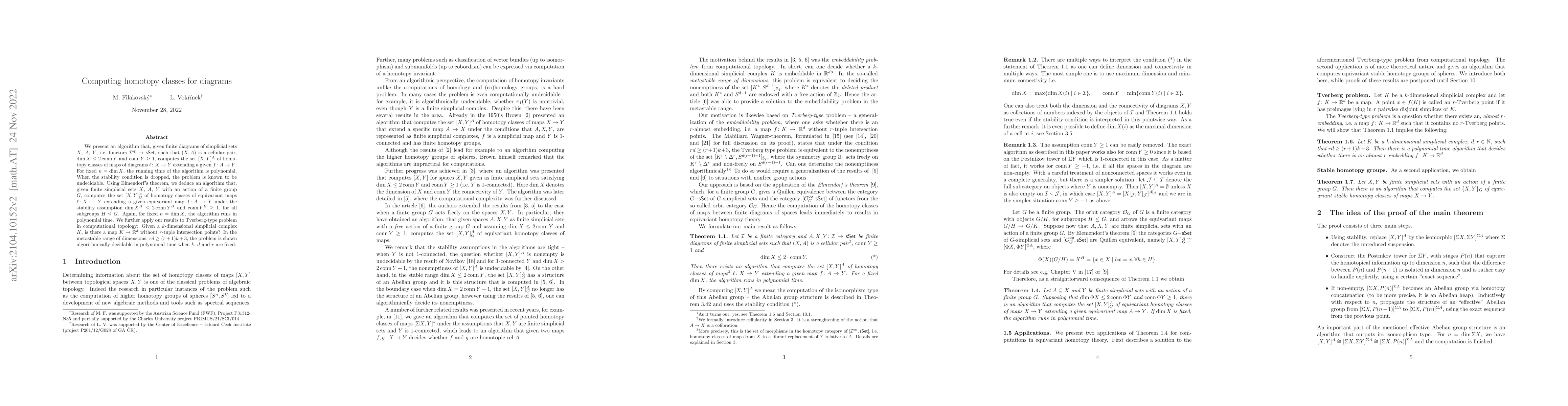 Thumbnail for Computing homotopy classes for diagrams