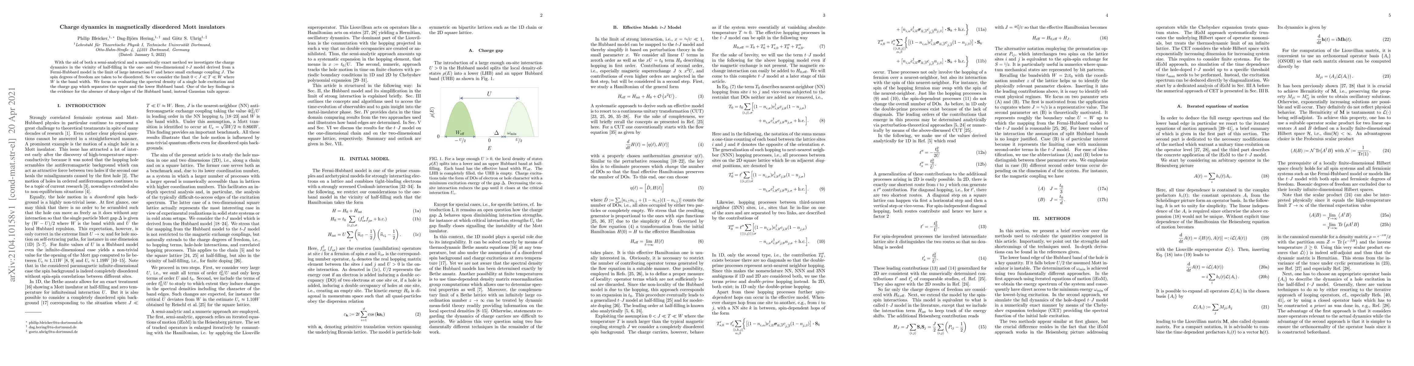 Thumbnail for Charge dynamics in magnetically disordered Mott insulators