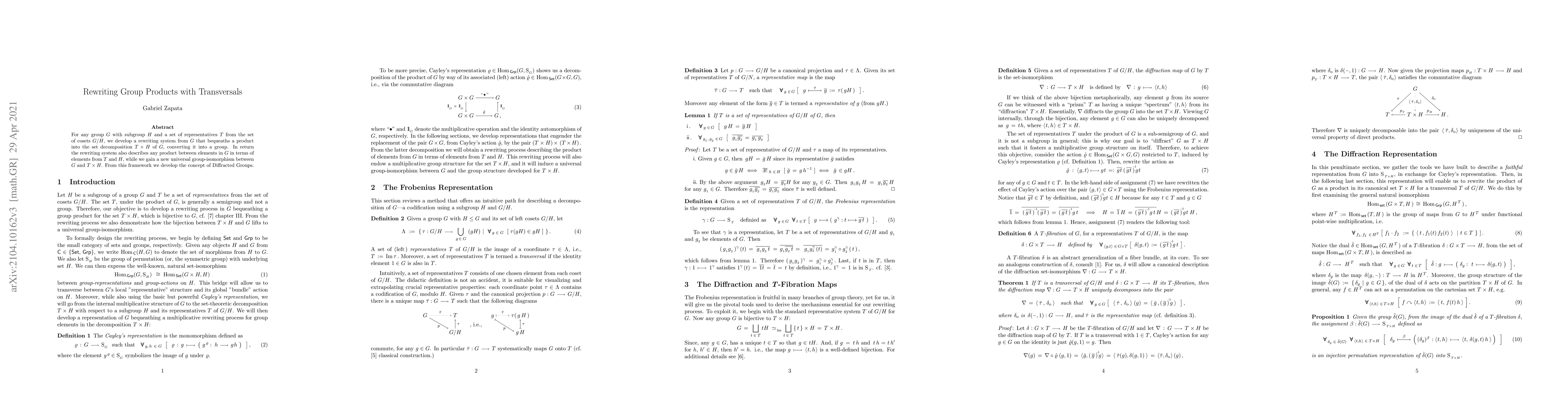 Thumbnail for Rewriting Group Products with Transversals