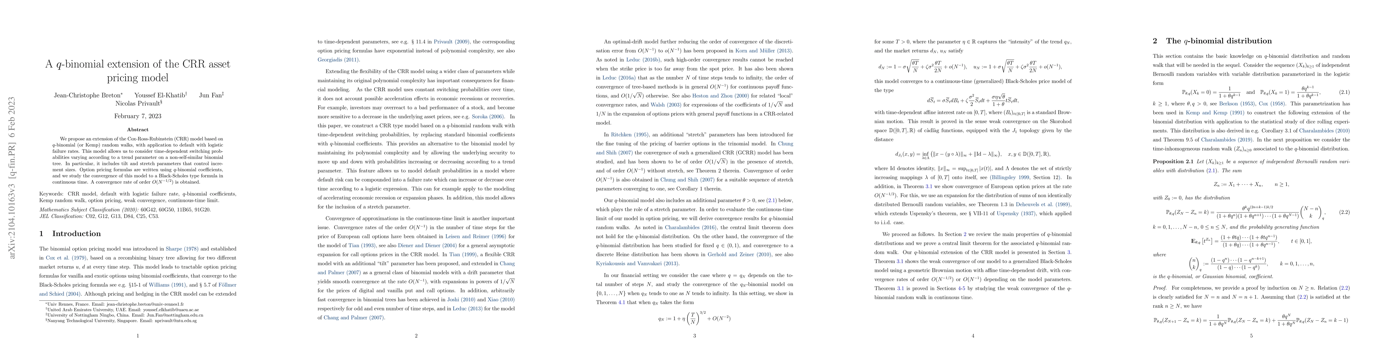 Thumbnail for A q-binomial extension of the CRR asset pricing model