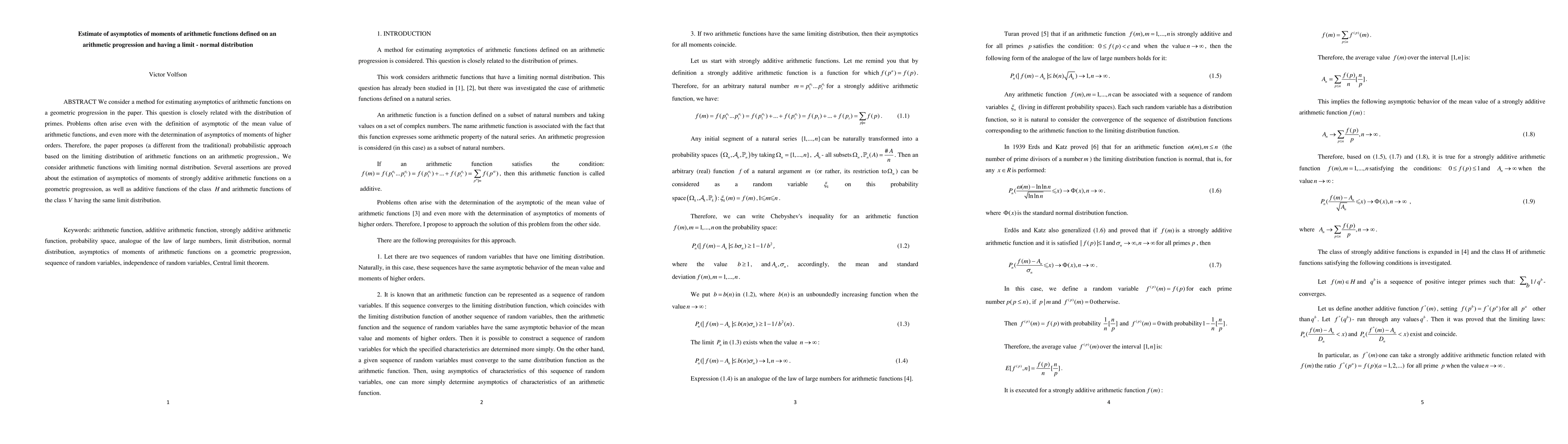 Thumbnail for Estimate of asymptotics of moments of arithmetic functions defined on an
  arithmetic progression and having a limit - normal distribution