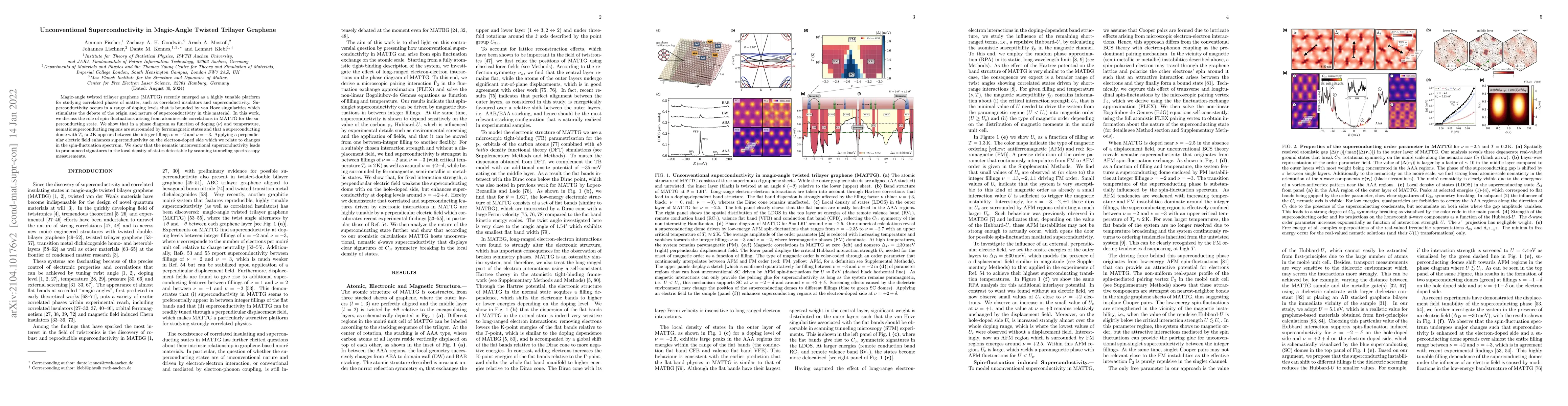 Thumbnail for Unconventional Superconductivity in Magic-Angle Twisted Trilayer
  Graphene