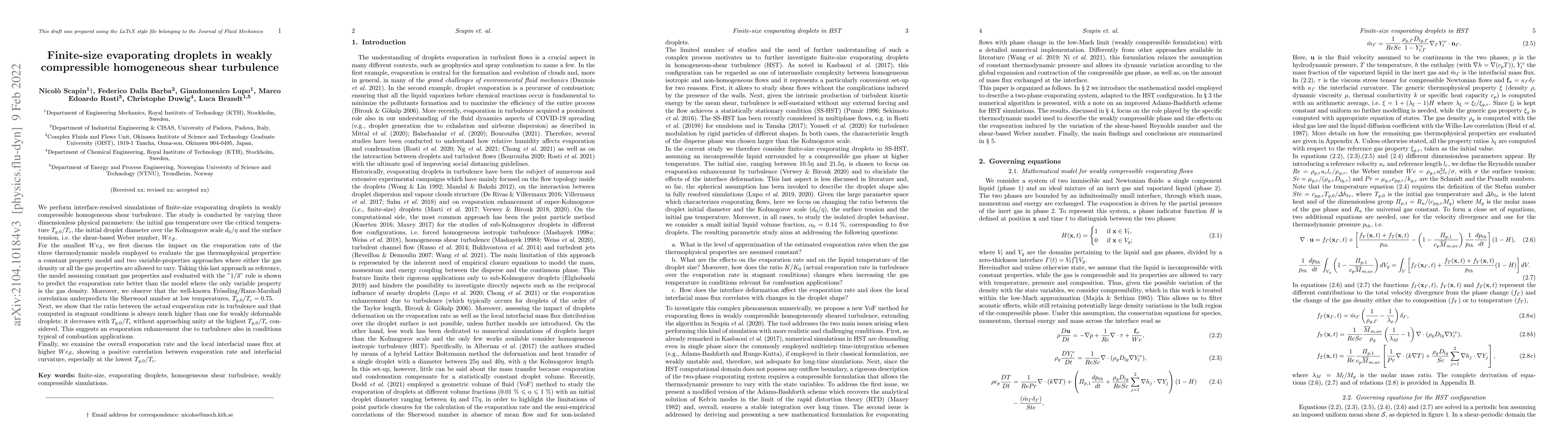 Thumbnail for Finite-size evaporating droplets in weakly compressible homogeneous
  shear turbulence