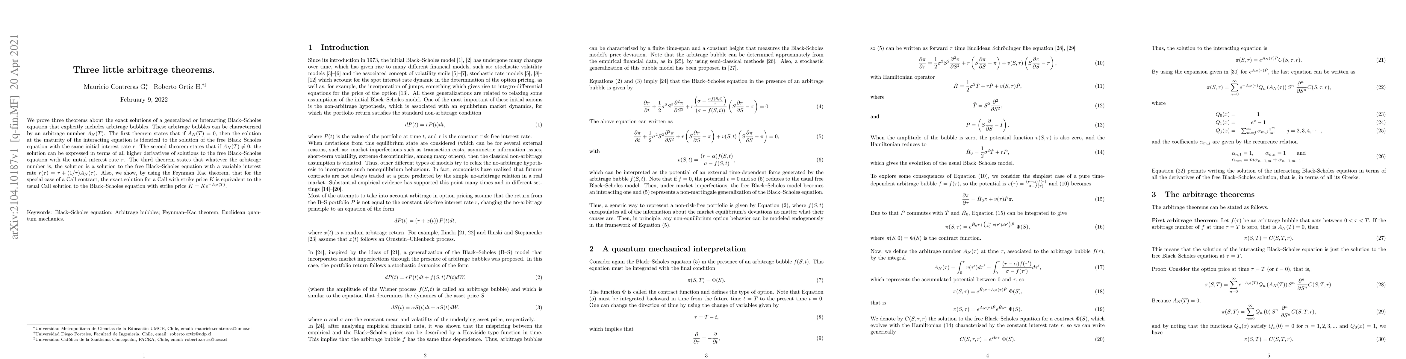 Thumbnail for Three little arbitrage theorems