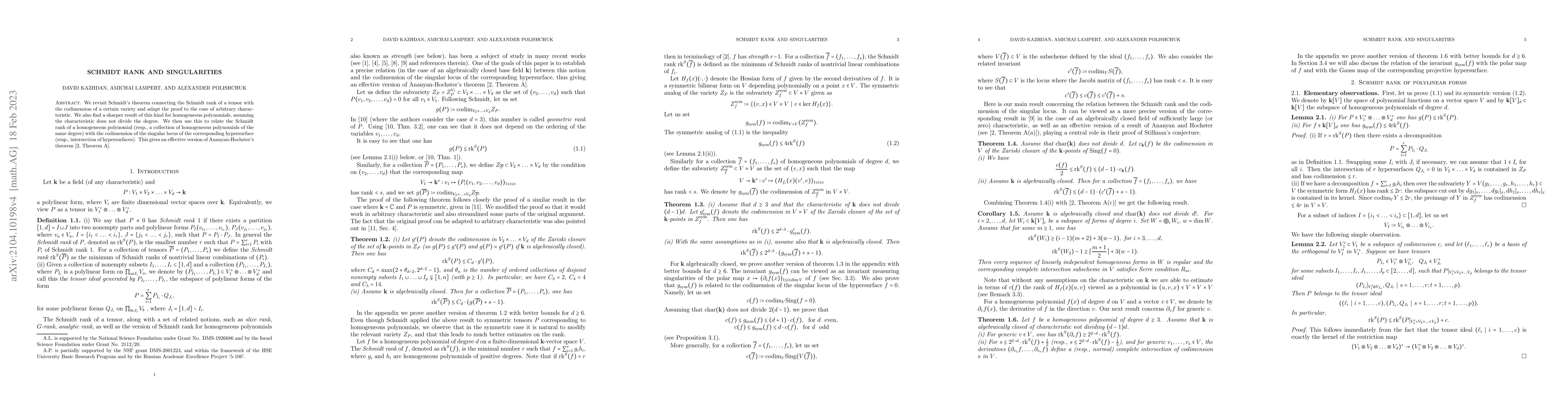 Thumbnail for Schmidt rank and singularities