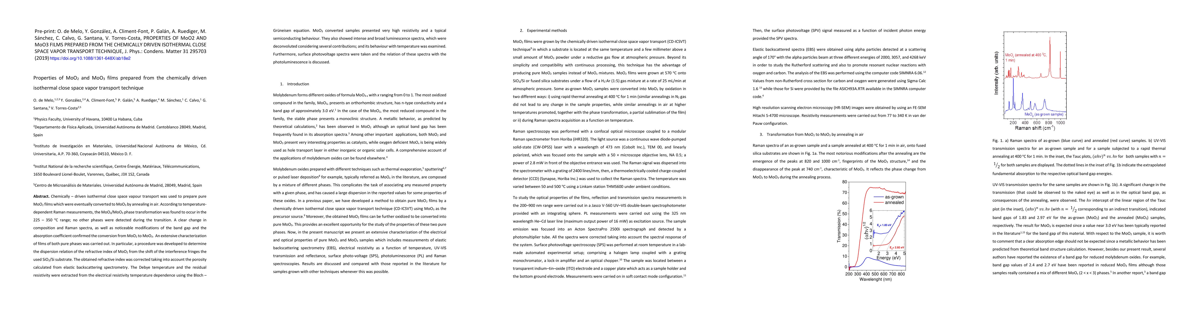 Thumbnail for Properties of MoO2 and MoO3 Films Prepared from the Chemically Driven
  Isothermal Close Space Vapor Transport Technique