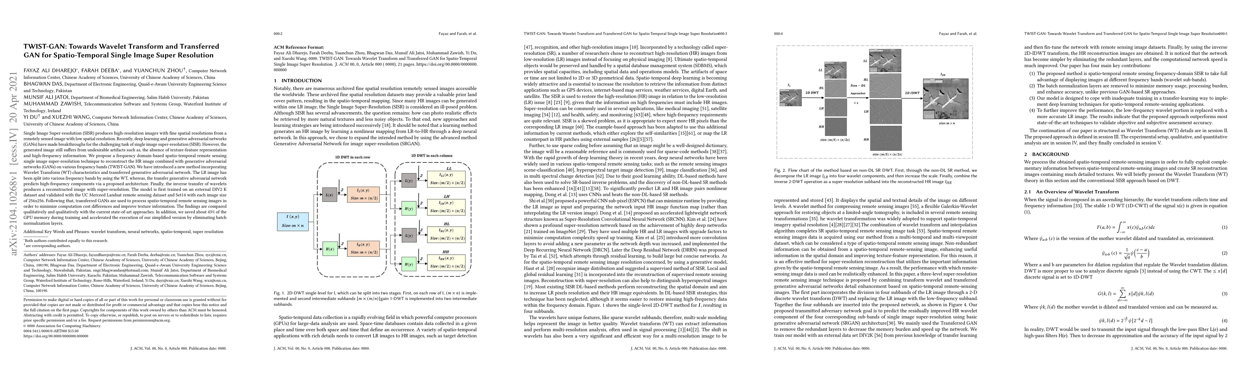 Thumbnail for TWIST-GAN: Towards Wavelet Transform and Transferred GAN for
  Spatio-Temporal Single Image Super Resolution