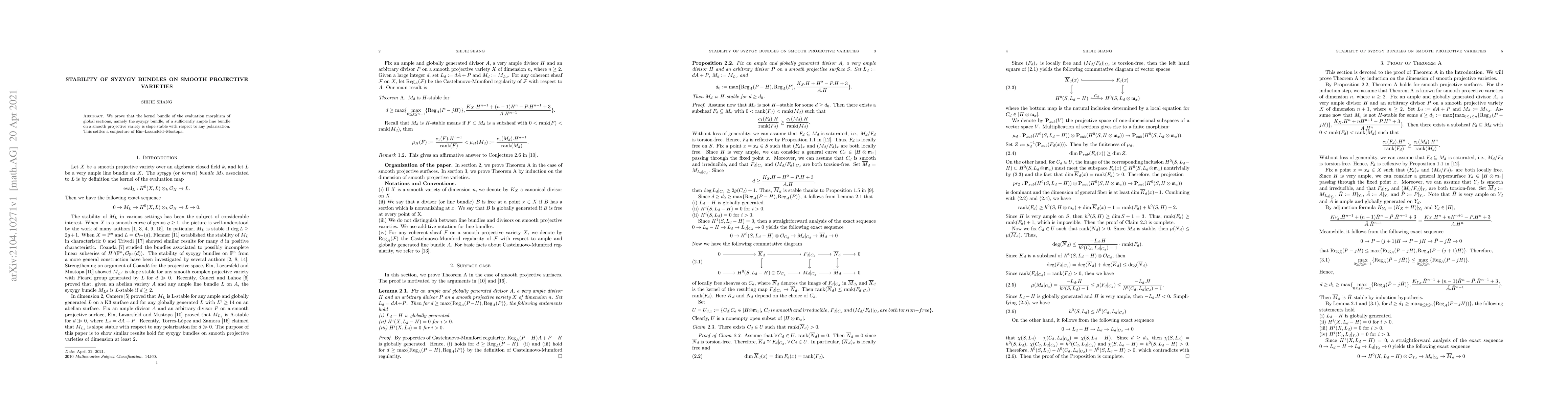 Thumbnail for Stability of syzygy bundles on smooth projective varieties
