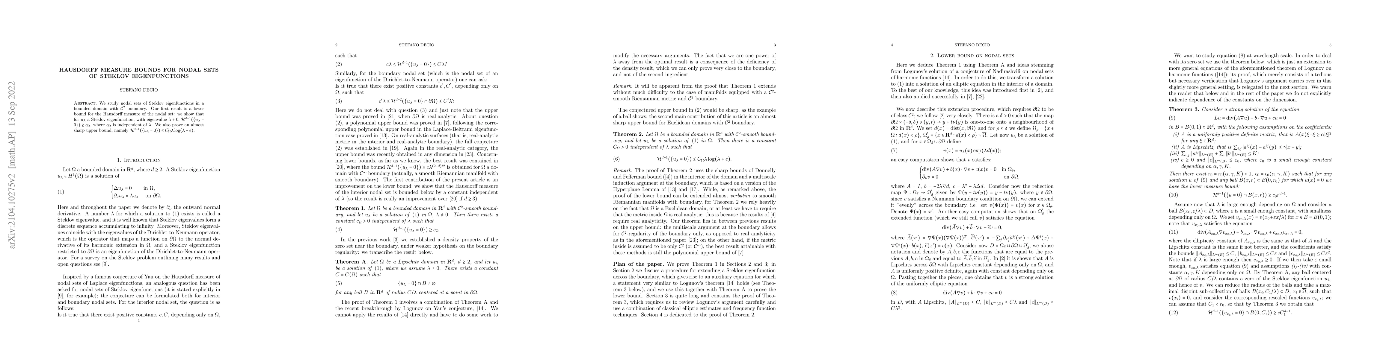 Thumbnail for Hausdorff measure bounds for nodal sets of Steklov eigenfunctions