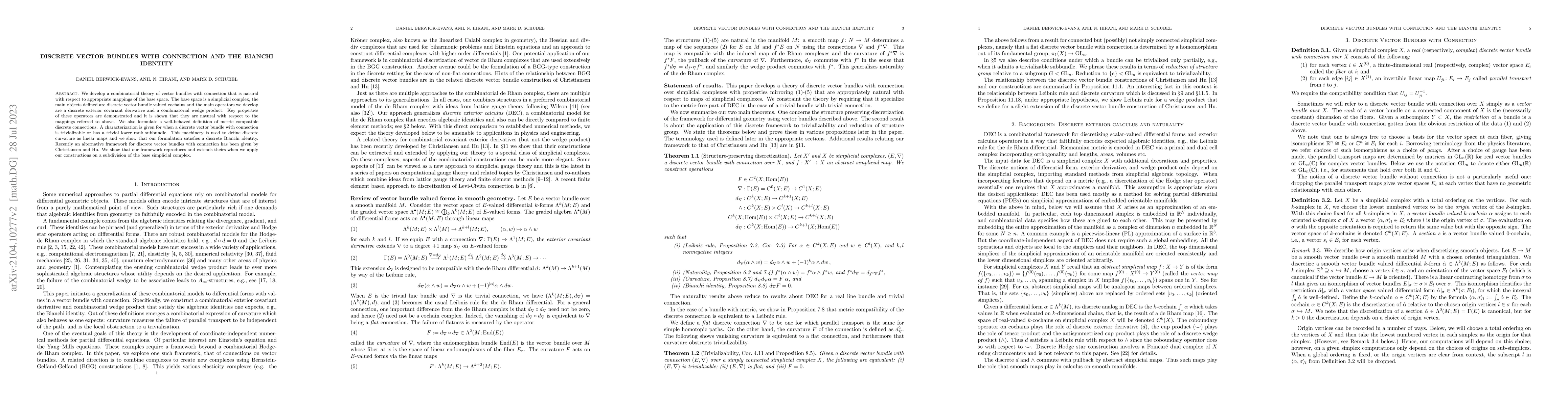 Thumbnail for Discrete Vector Bundles with Connection and the Bianchi Identity