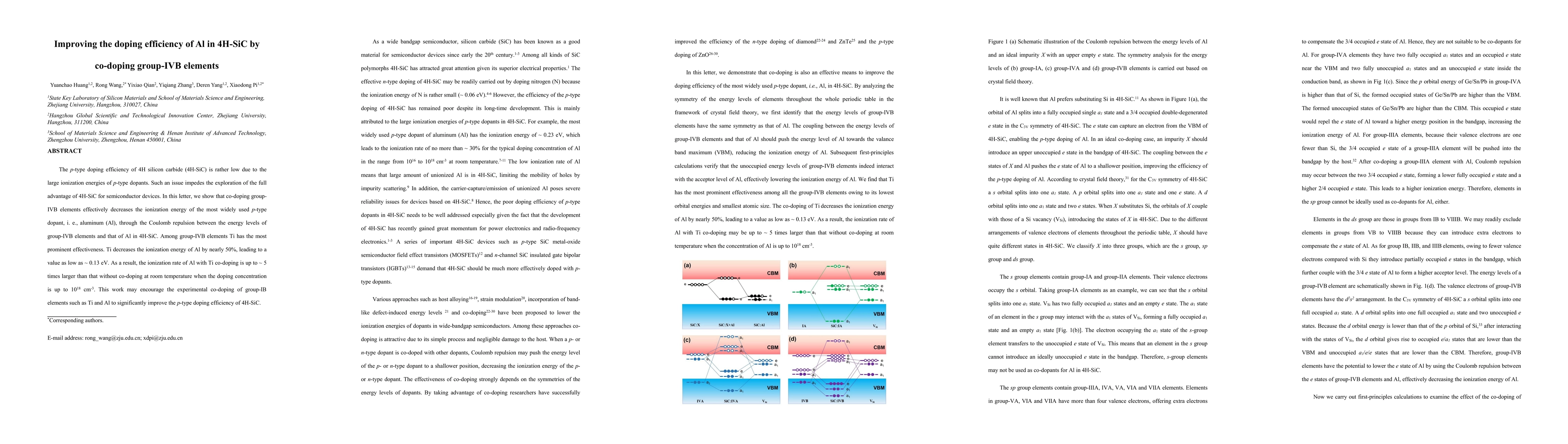 Thumbnail for Improving the doping efficiency of Al in 4H-SiC by co-doping group-IVB
  elements