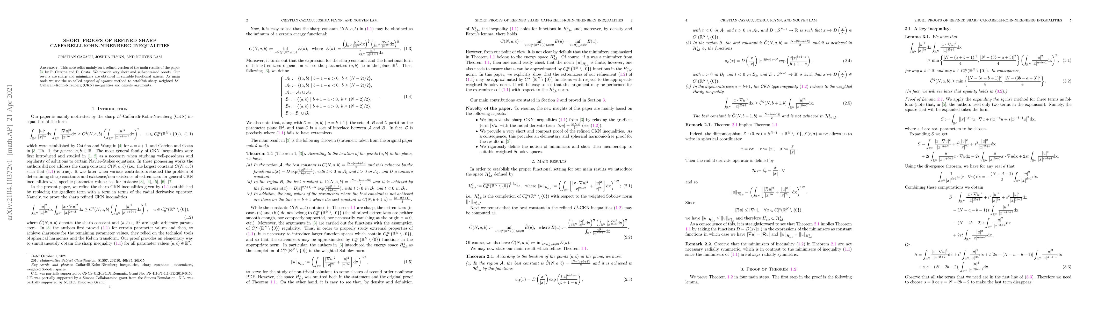 Thumbnail for Short proofs of refined sharp Caffarelli-Kohn-Nirenberg inequalities