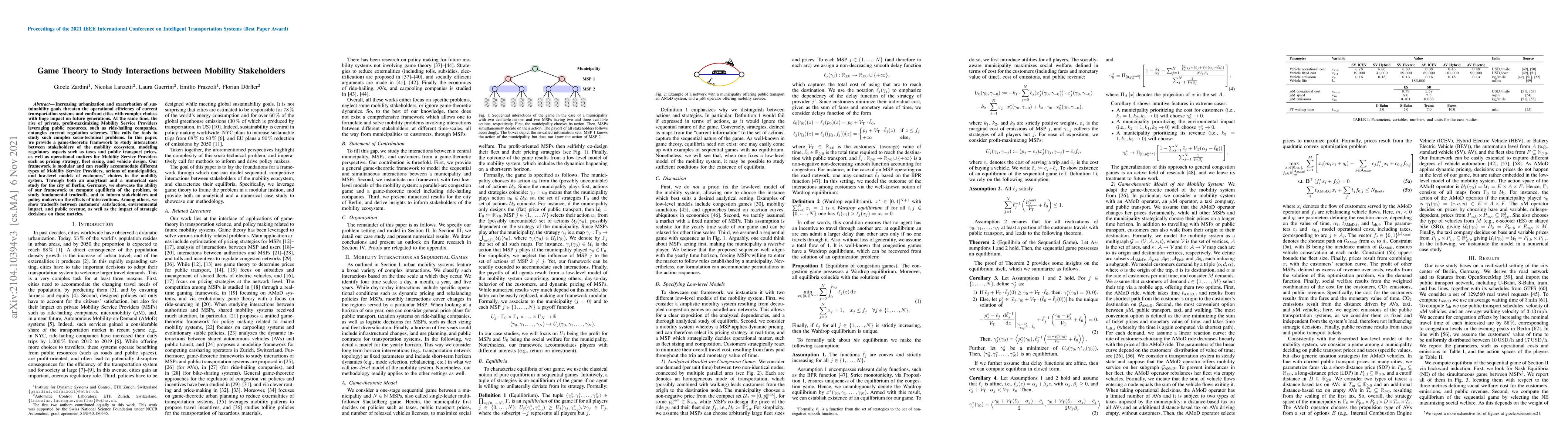 Thumbnail for Game Theory to Study Interactions between Mobility Stakeholders