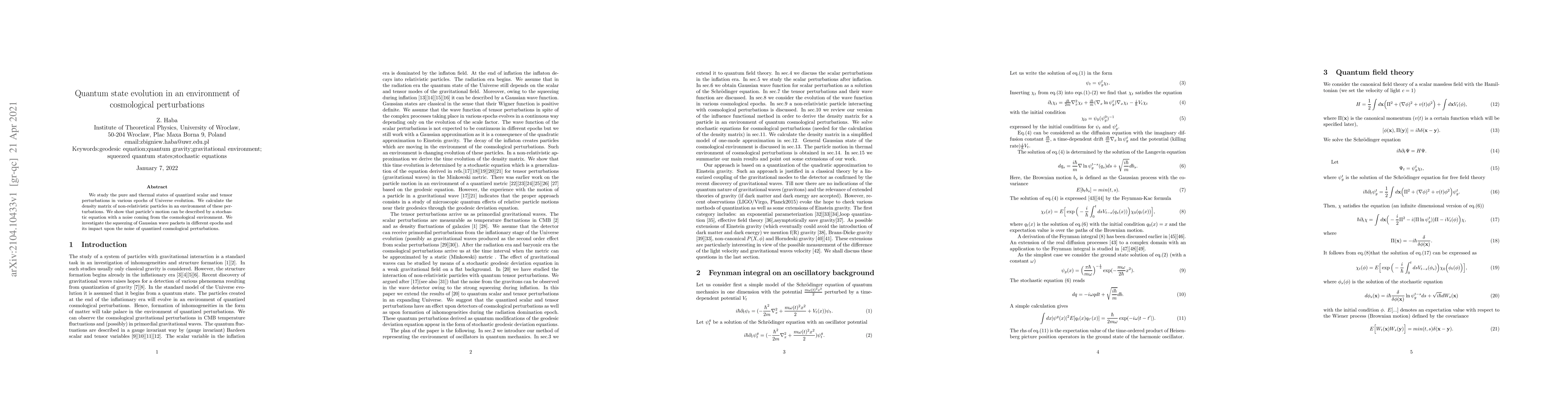 Thumbnail for Quantum state evolution in an environment of cosmological perturbations