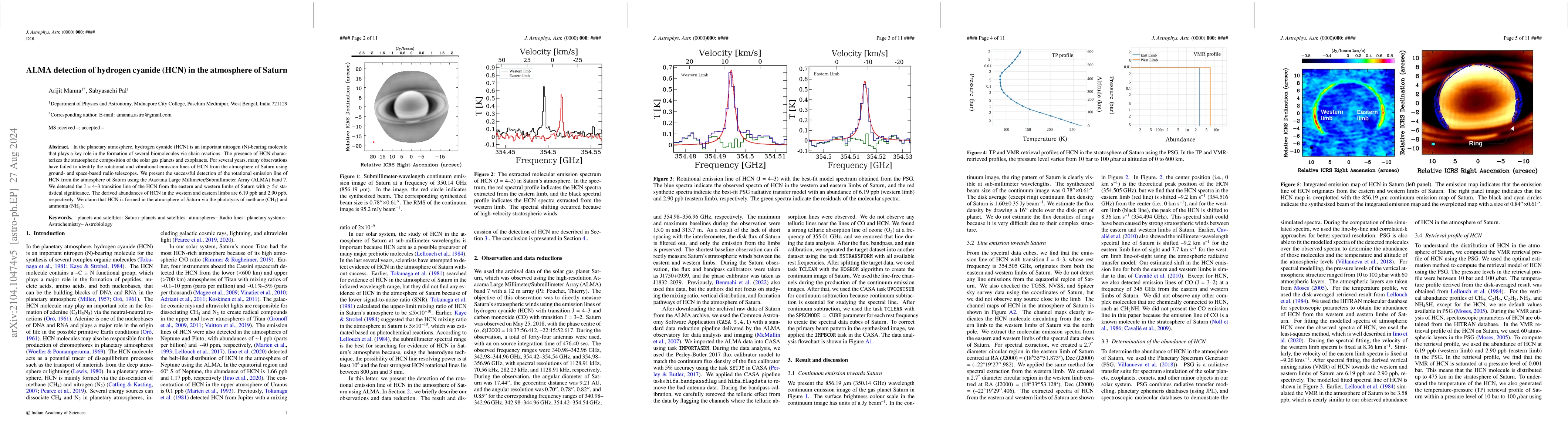 Thumbnail for ALMA detection of hydrogen cyanide (HCN) in the atmosphere of Saturn