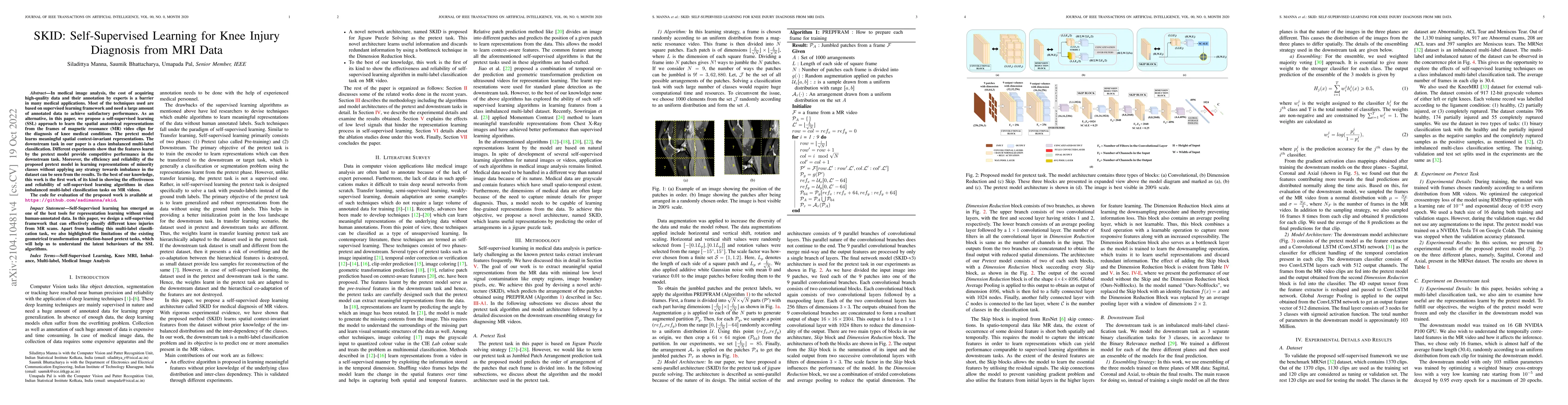 Thumbnail for SKID: Self-Supervised Learning for Knee Injury Diagnosis from MRI Data