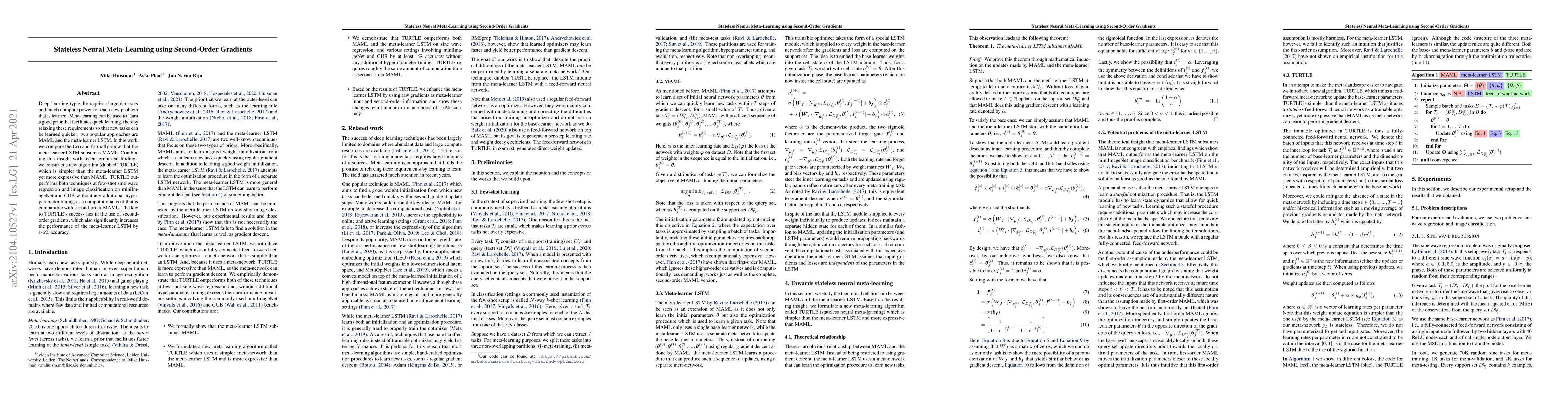 Thumbnail for Stateless Neural Meta-Learning using Second-Order Gradients