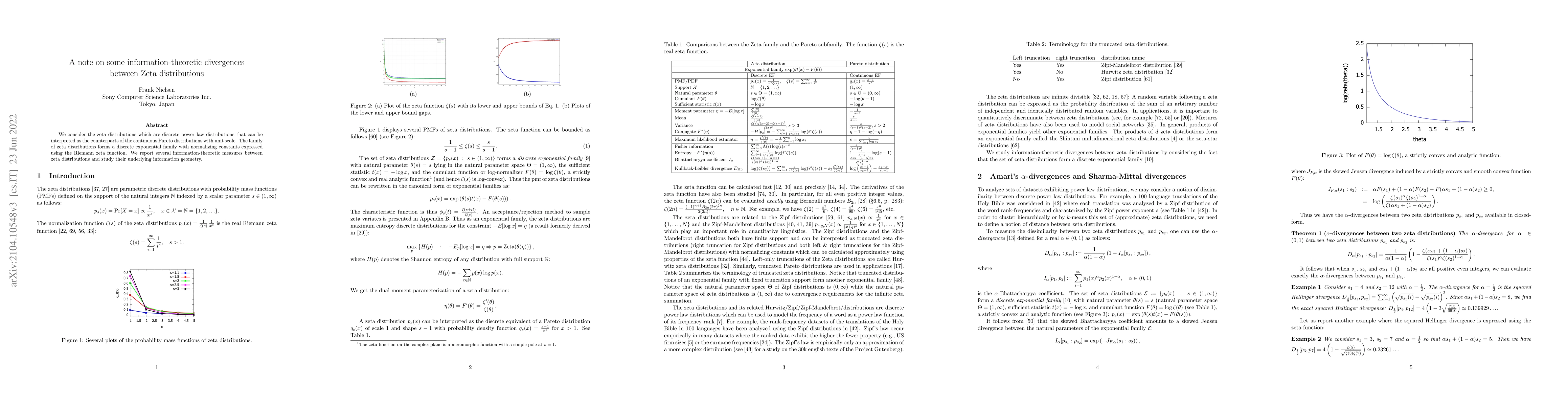 Thumbnail for A note on some information-theoretic divergences between Zeta
  distributions