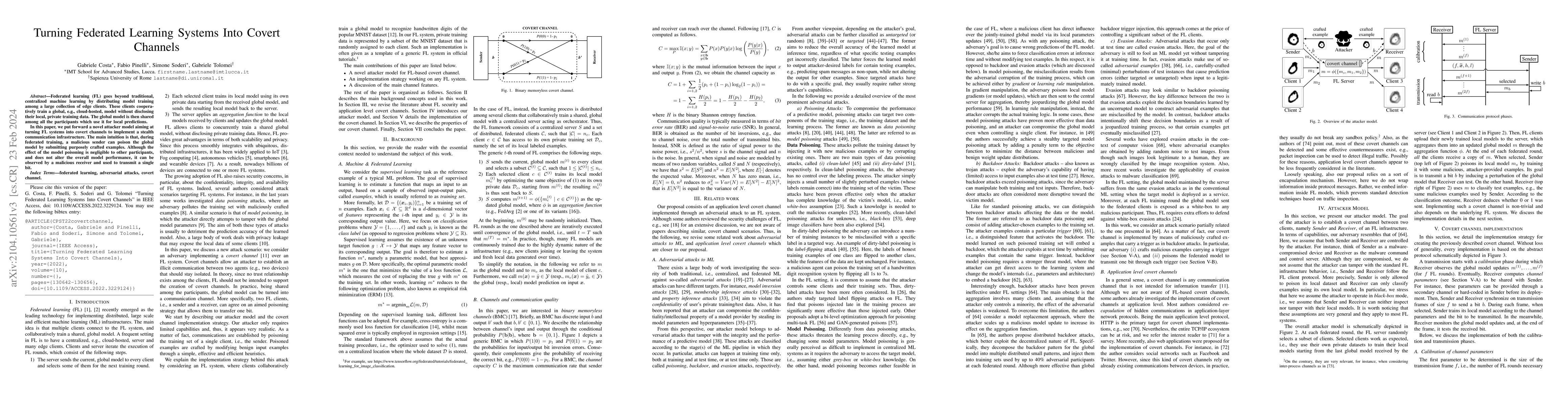 Thumbnail for Turning Federated Learning Systems Into Covert Channels