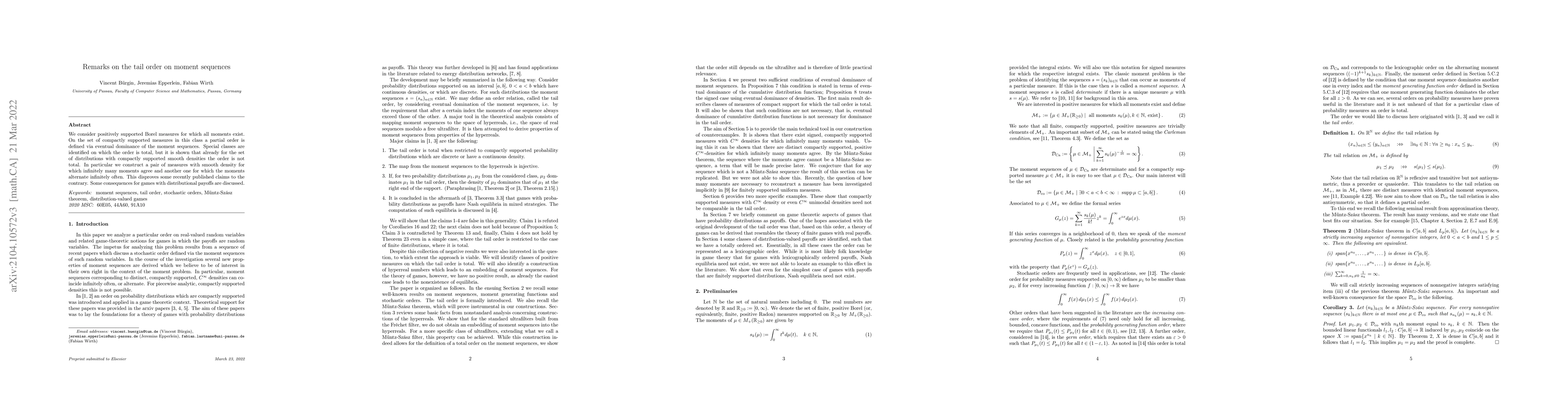 Thumbnail for Remarks on the tail order on moment sequences