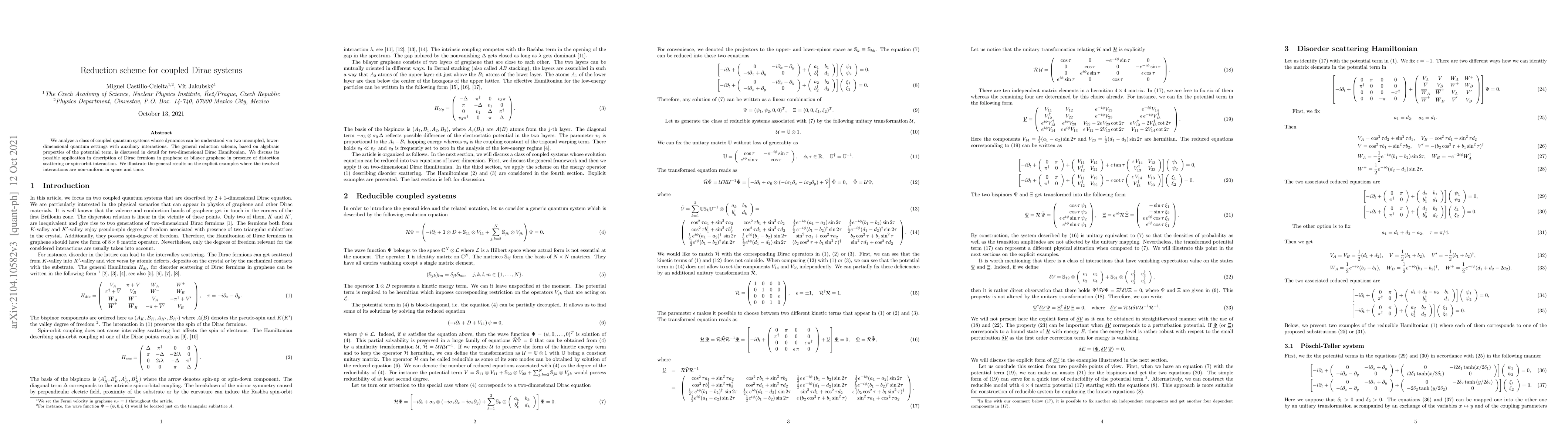 Thumbnail for Reduction scheme for coupled Dirac systems