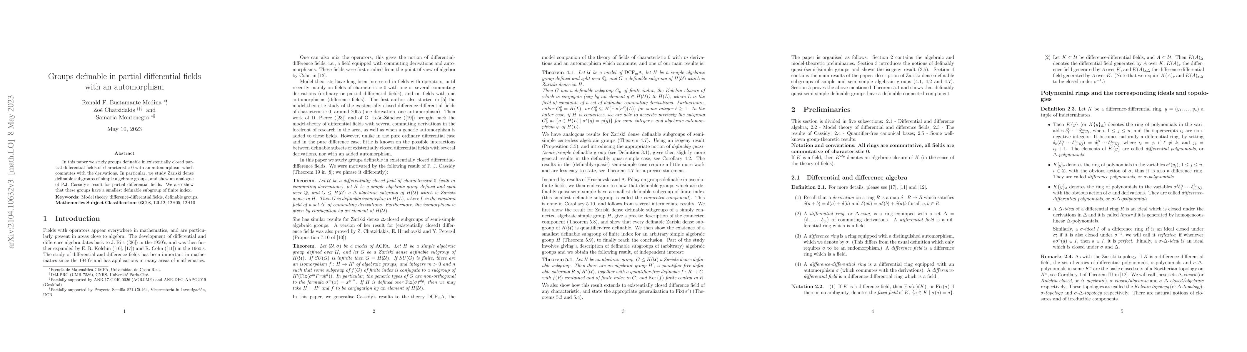 Thumbnail for Groups definable in partial differential fields with an automorphism