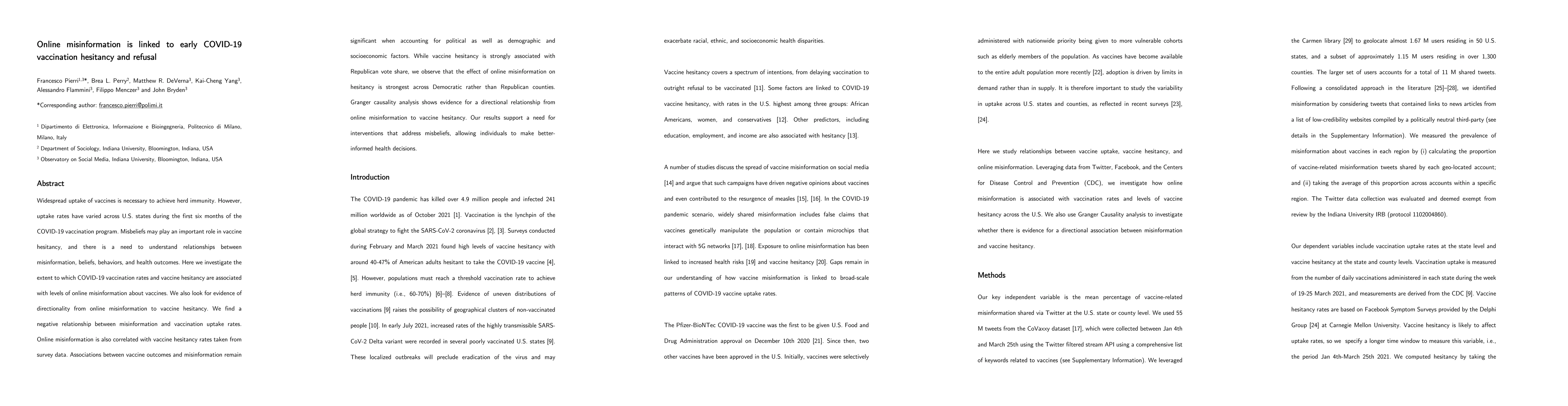 Thumbnail for Online misinformation is linked to early COVID-19 vaccination hesitancy
  and refusal