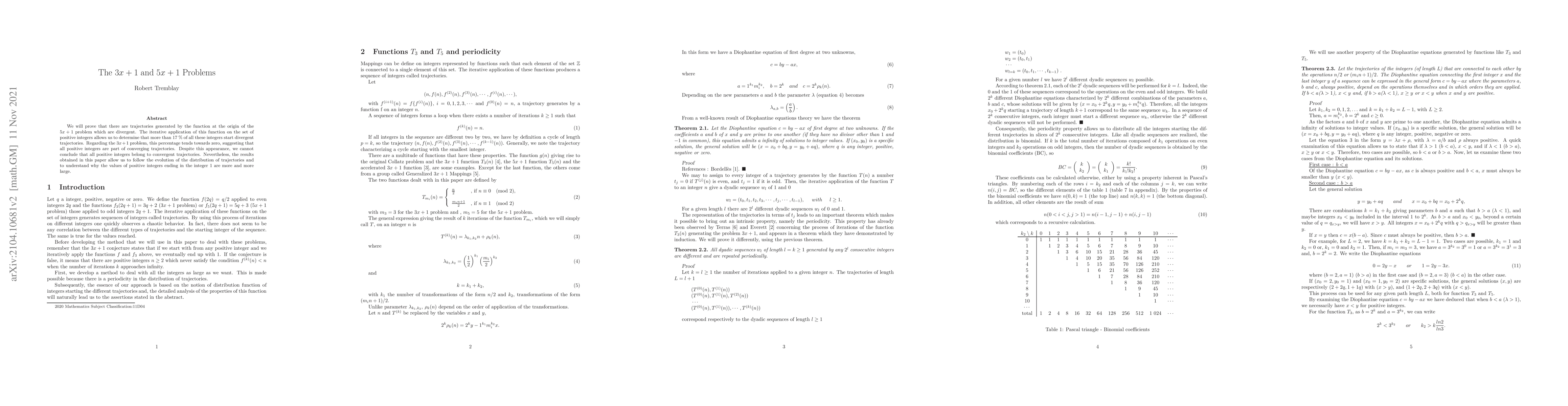 Thumbnail for The 3x+1 and 5x+1 Problems