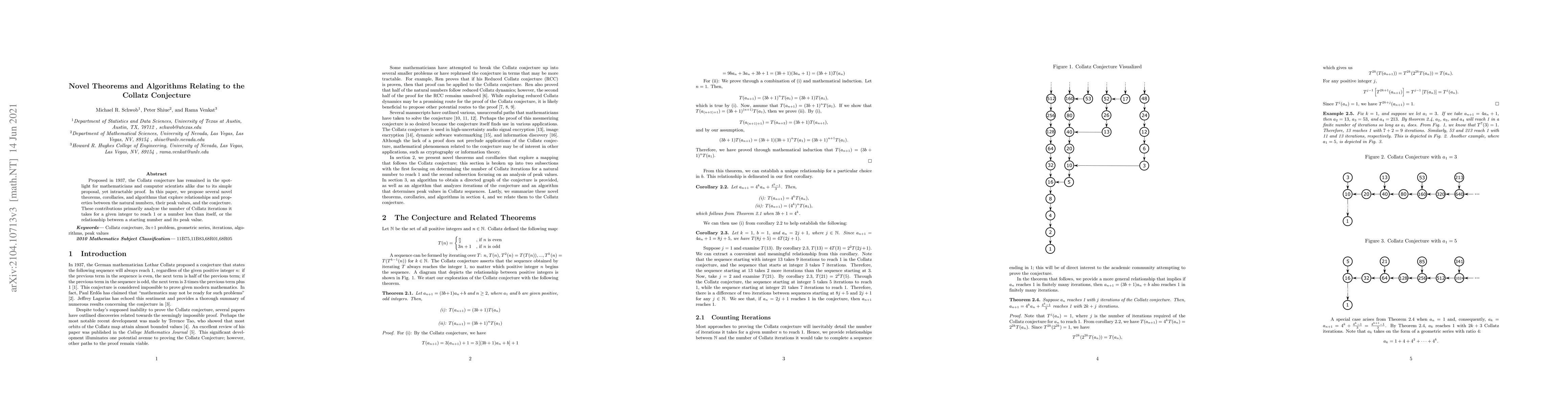 Thumbnail for Novel Theorems and Algorithms Relating to the Collatz Conjecture