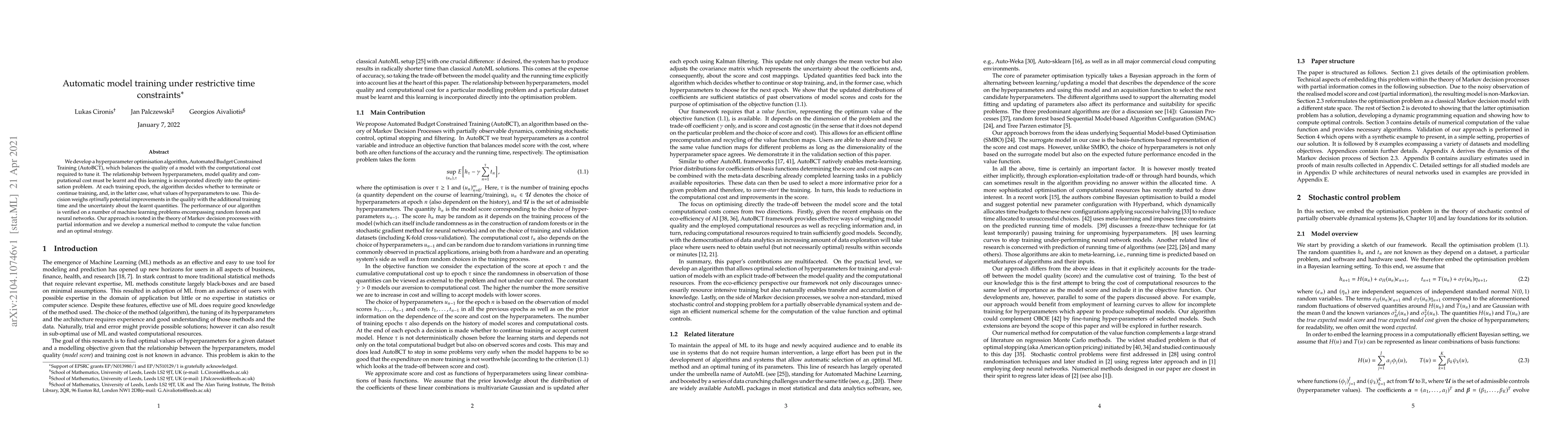 Thumbnail for Automatic model training under restrictive time constraints